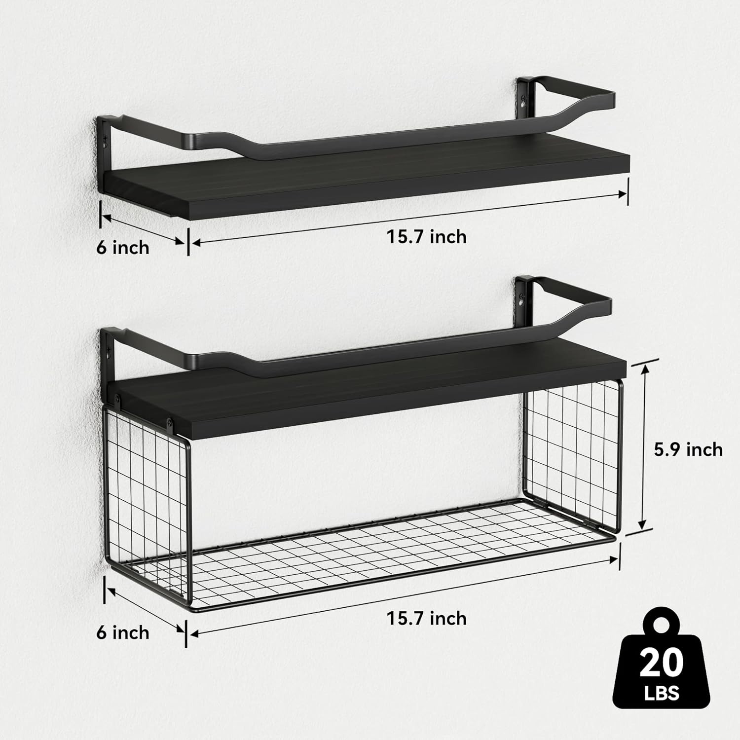 Floating Shelves with Wire Storage Basket, Bathroom Shelves, Wall Shelves Floating Shelves with Wire Storage Basket, Bathroom Shelves, Wall Shelves